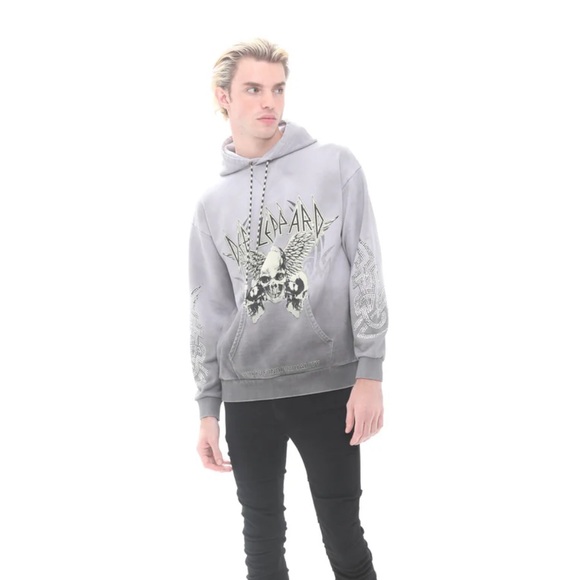 Cult Of Individuality  PULLOVER SWEATSHIRT IN DEF LEPPARD TRIBAL GREY - Picture 3 of 16